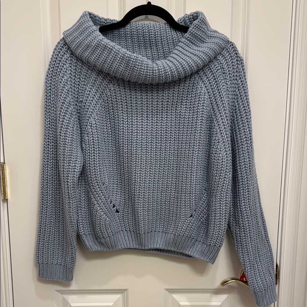 Moon & Madison Blue Cowl Neck Sweater